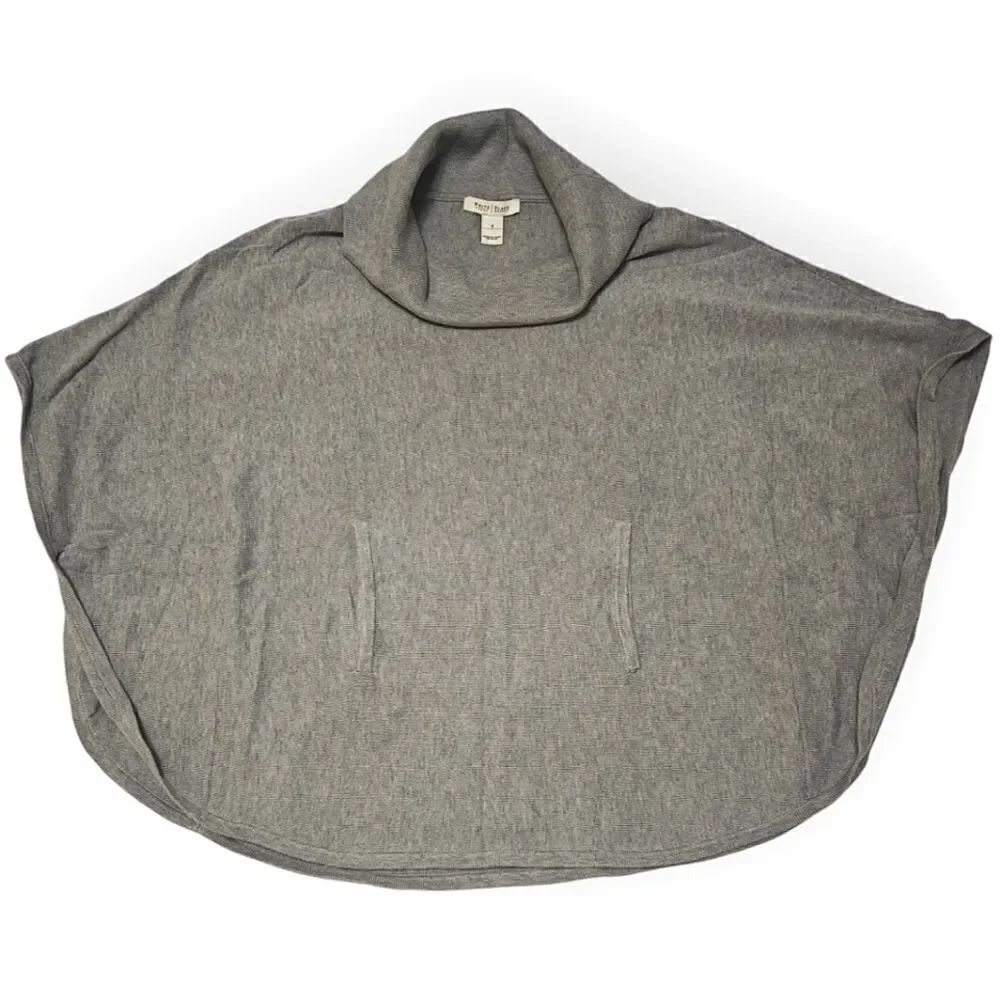 WHBM Light Gray Cotton blend turtle neck sweater Poncho size S